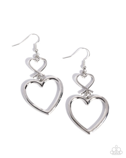 Sweetheart Symmetry - Silver Fishhook Earrings - Paparazzi Accessories