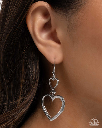 Sweetheart Symmetry - Silver Fishhook Earrings - Paparazzi Accessories