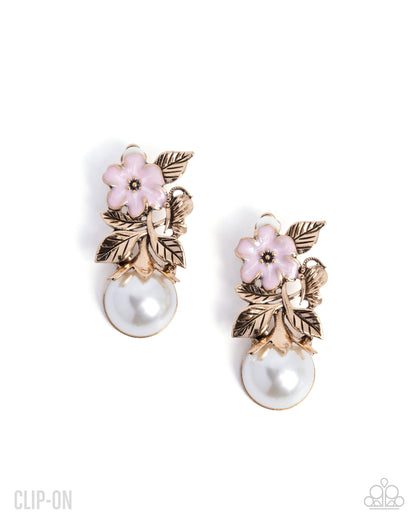 Elegant Evolution - Gold - Clip-on Earrings - Paparazzi Accessories