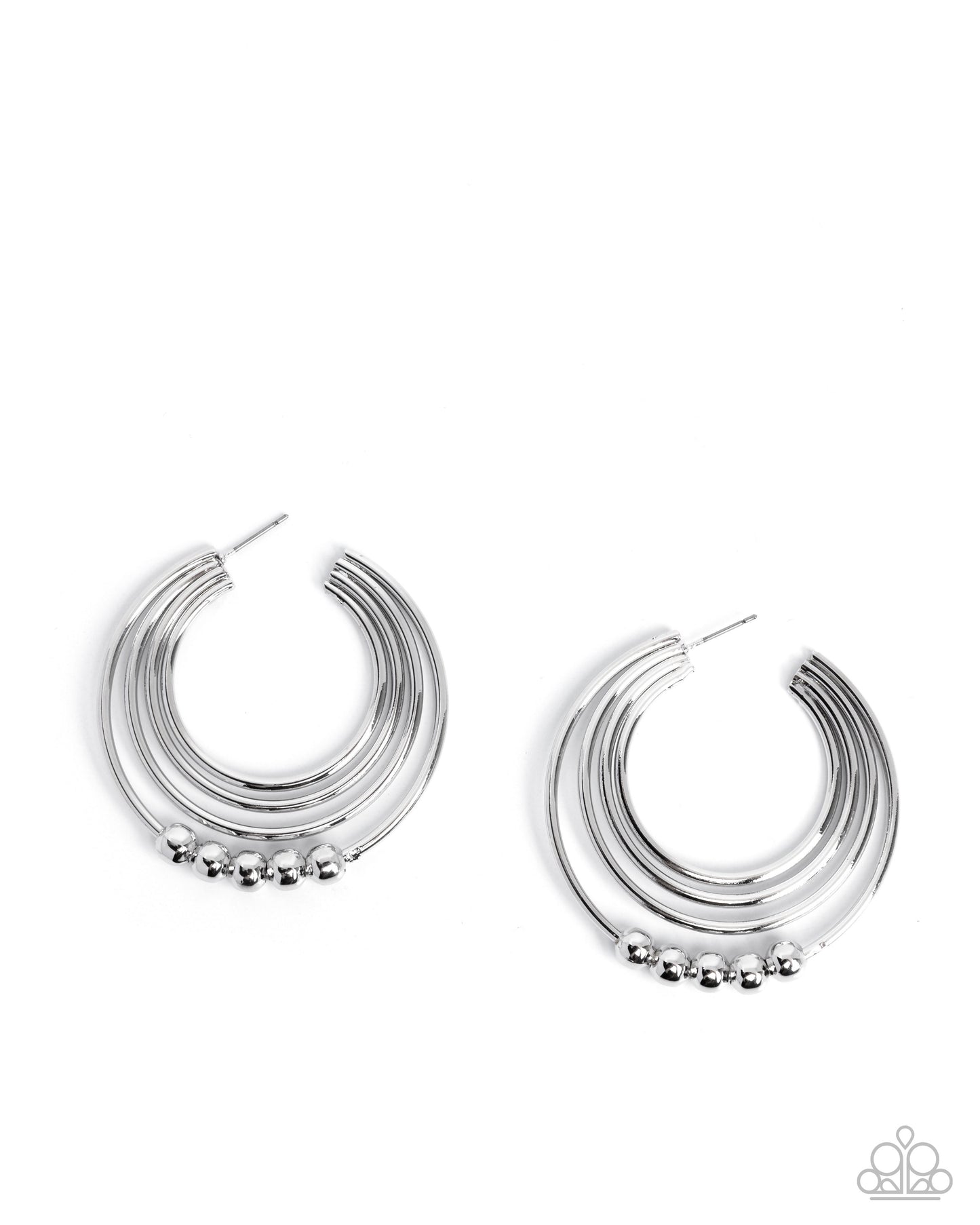 Layered Longevity - Silver Hoop Earrings - Paparazzi Accessories