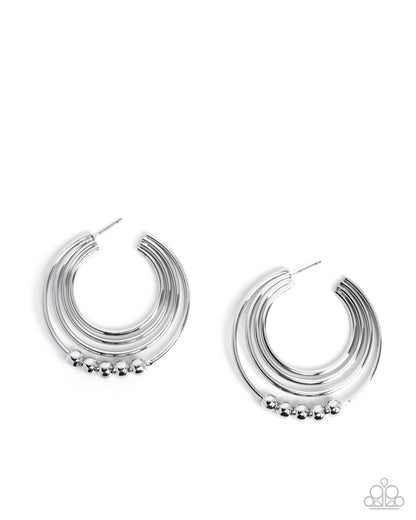 Layered Longevity - Silver Hoop Earrings - Paparazzi Accessories