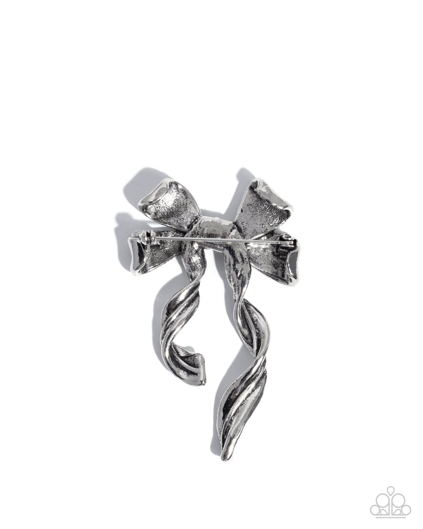 Bow Bonanza - Silver Bow Brooch - Paparazzi Accessories
