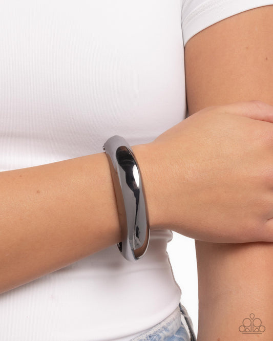 Sleek Sojourn - Black Hinge Bracelet - Paparazzi Accessories