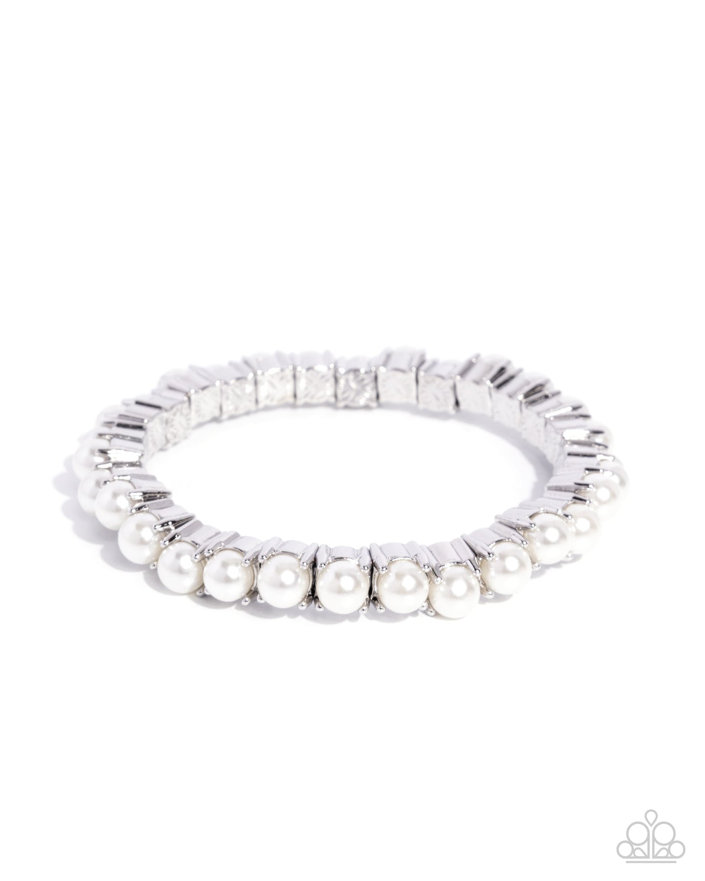 Principal Pearls - White Pearl Silver Stretchy Bracelet - Paparazzi Accessories