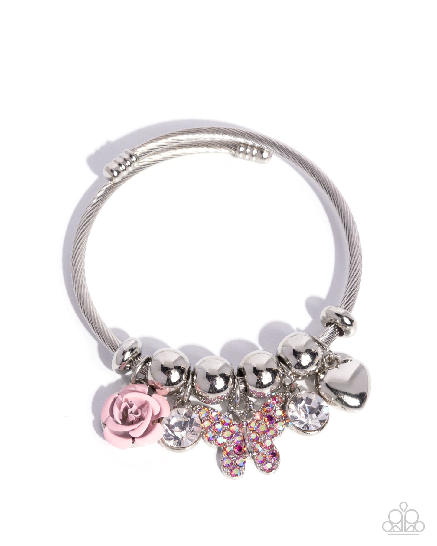 Windblown Whimsy - Pink Charm Memory Coil Bracelet - Paparazzi Accessories