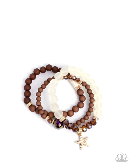 Sensible Star - Brown Bead Stretchy Bracelet - Paparazzi Accessories