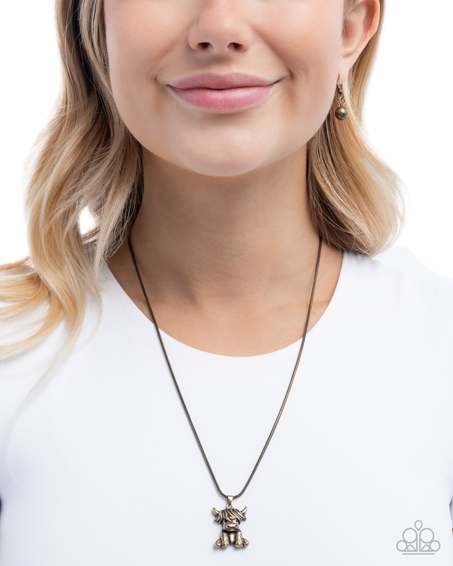 Highland Hero - Brass Baby Cow Pendant Necklace - Paparazzi Accessories