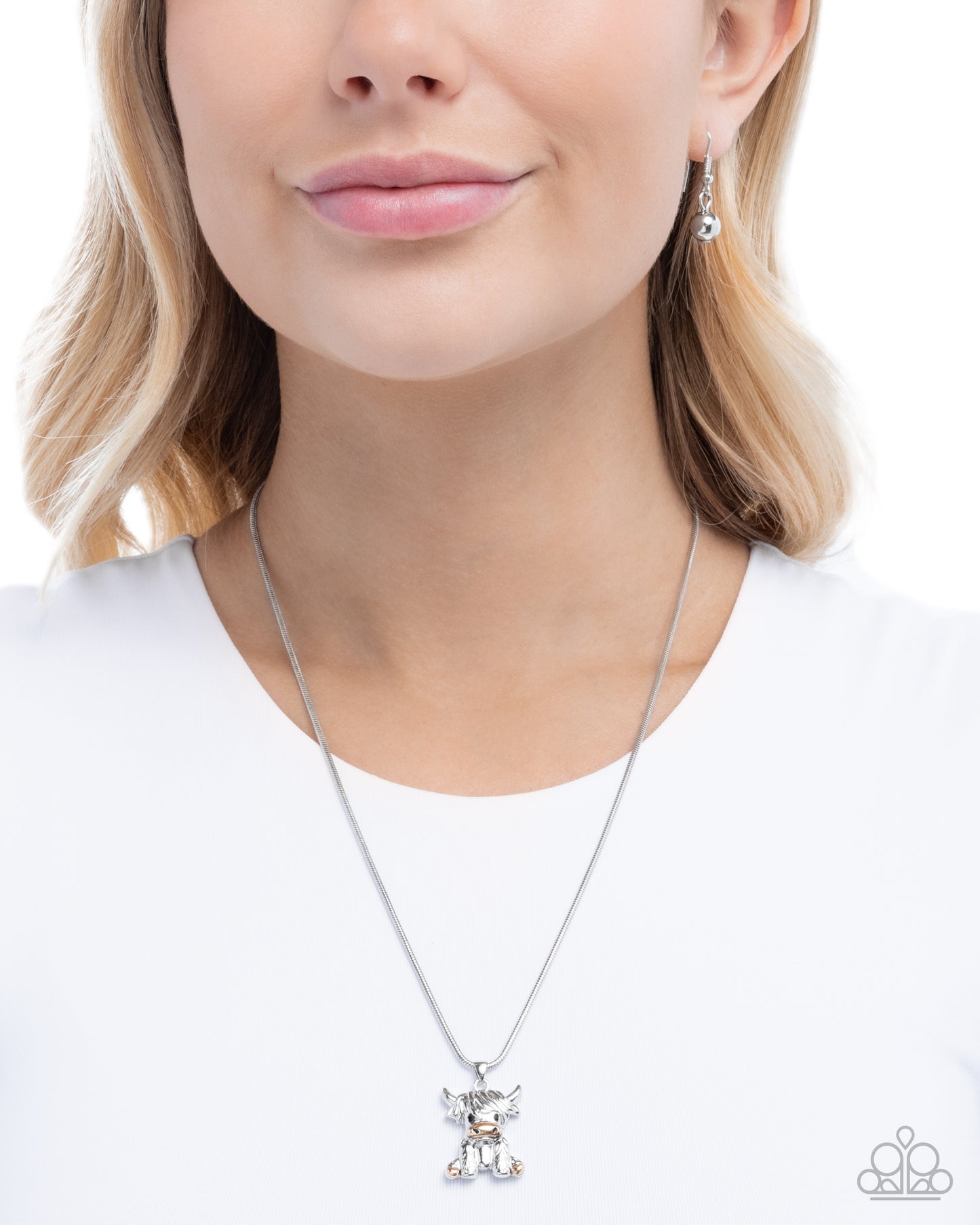 Highland Hero - Silver and Gold Highland Cow Charm Necklace - Paparazzi Accessories