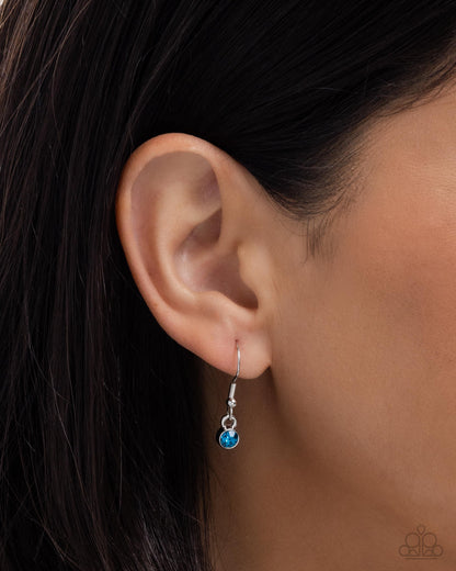 Fancy Feather - Blue Rhinestone Peacock Feather Necklace - Paparazzi Accessories