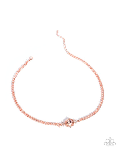 Majestic Memory - Copper & Peach Oval Gem Necklace - Paparazzi Accessories