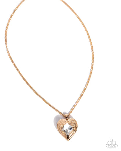 Heartfelt Honor - Gold Heart Necklace - Paparazzi Accessories