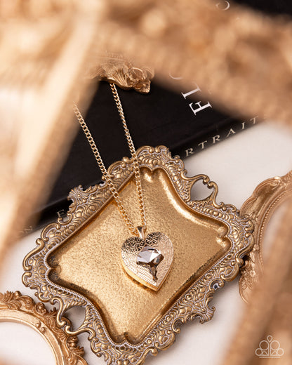 Heartfelt Honor - Gold Heart Necklace - Paparazzi Accessories