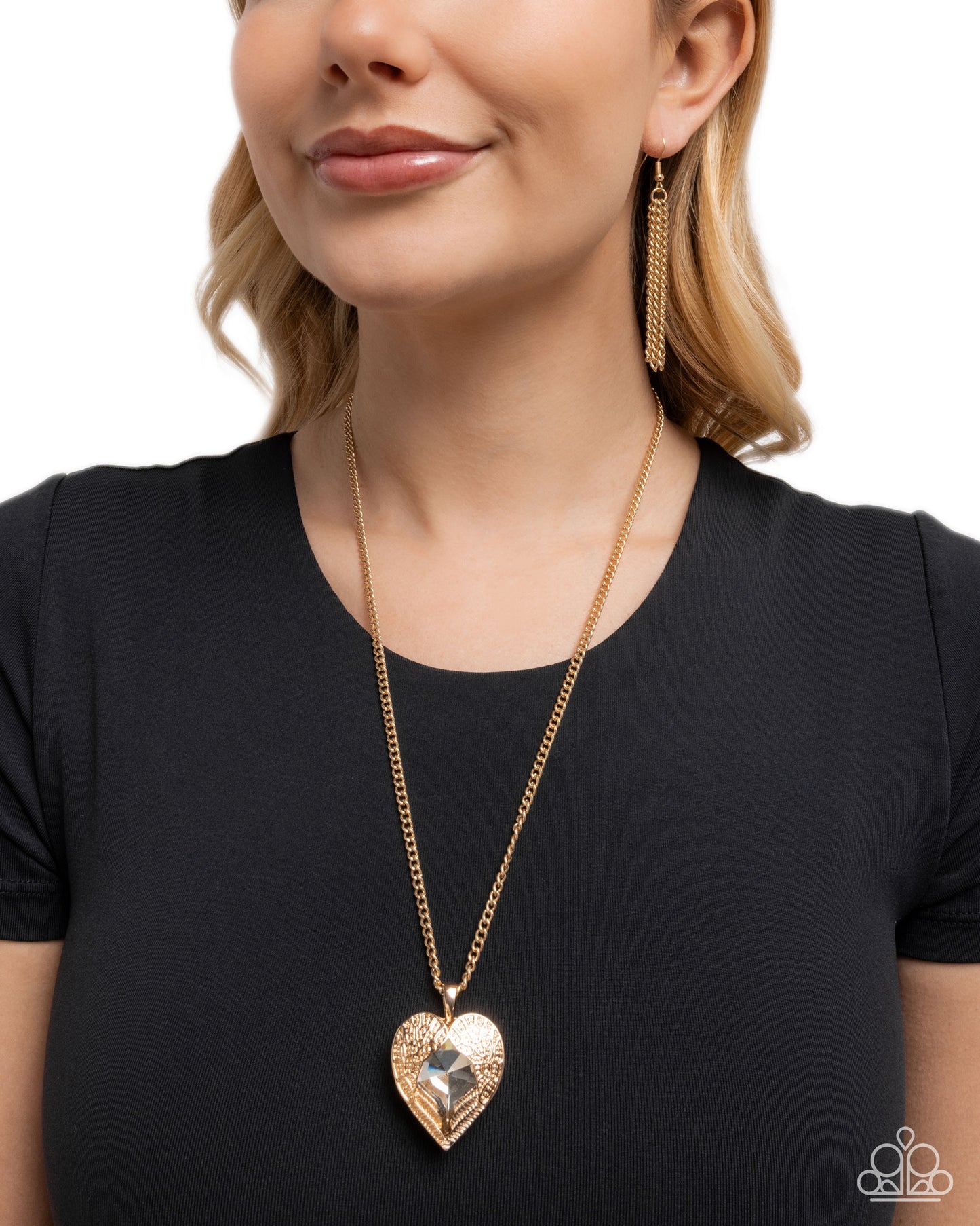 Heartfelt Honor - Gold Heart Necklace - Paparazzi Accessories