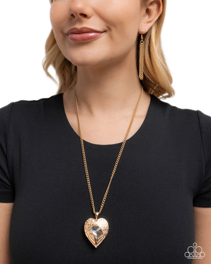 Heartfelt Honor - Gold Heart Necklace - Paparazzi Accessories