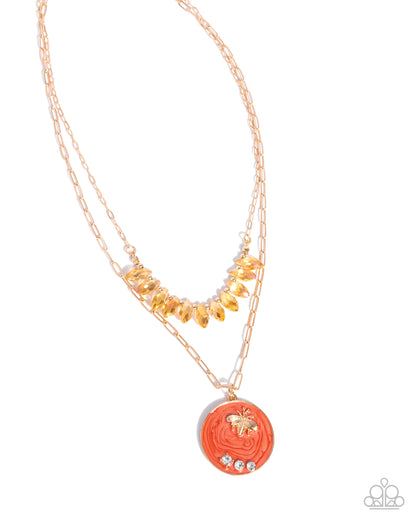 Bee Bravado - Orange Necklace - Paparazzi Accessories