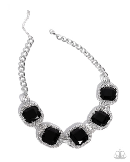 Framing Fanatic - Black Acrylic Silver Necklace - Paparazzi Accessories