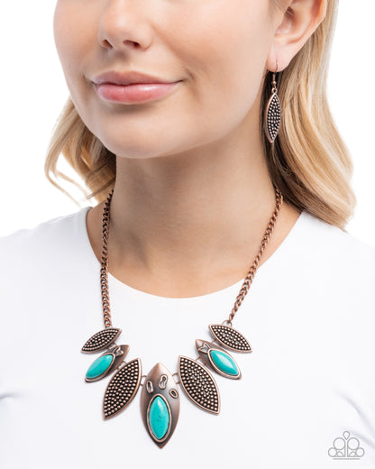 Textured Tutelage - Copper and Turquoise Stone Necklace - Paparazzi Accessories