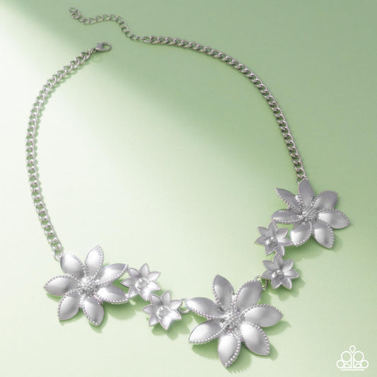Active Imagination - Silver Flower Necklace - Paparazzi Accessories