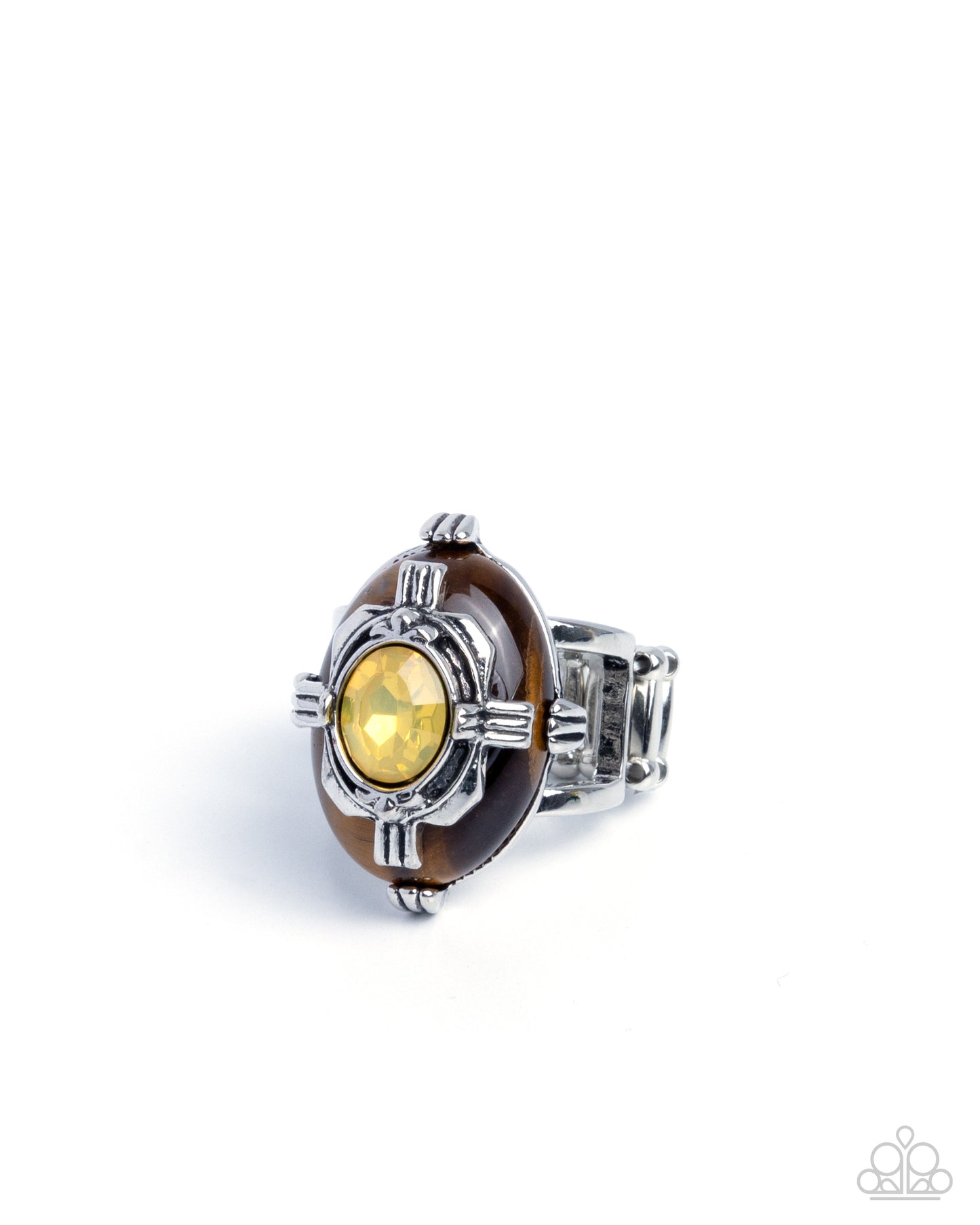 Polished Portrait - Yellow and Brown Tigers Eye Ring - Paparazzi Accessories
