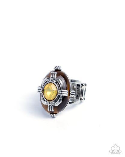 Polished Portrait - Yellow and Brown Tigers Eye Ring - Paparazzi Accessories