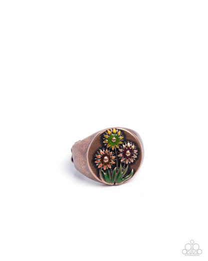 Bouquet Breakthrough - Copper Flower Ring - Paparazzi Accessories