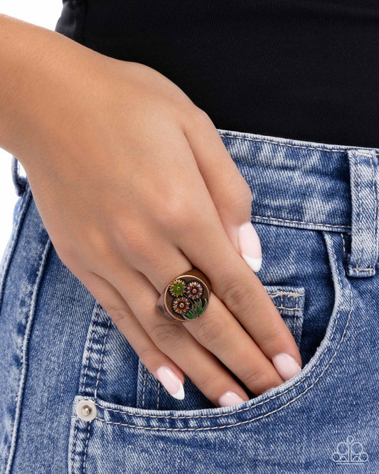 Bouquet Breakthrough - Copper Flower Ring - Paparazzi Accessories