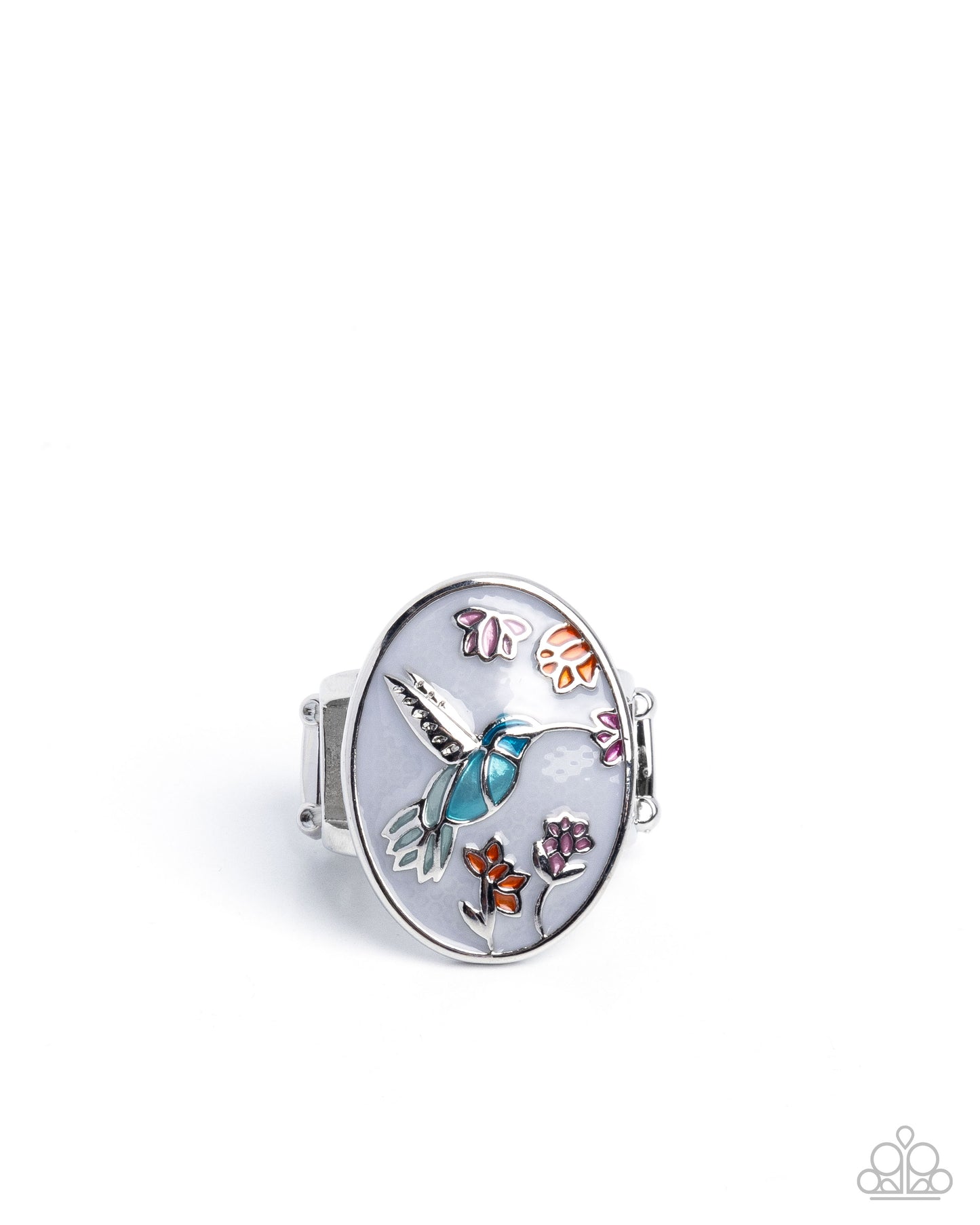 Hummingbird Hope - White Pearlescent Silver Ring Paparazzi Accessories