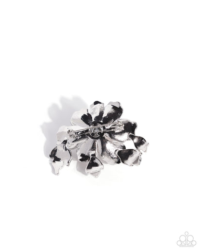 Blooming Belonging - Pink Enamel Silver Flower Brooch - Paparazzi Accessories