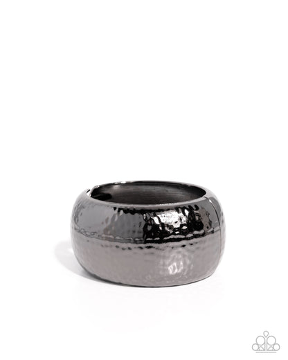 Hammered Hassle - Black - Gunmetal Hinge Bracelet - Paparazzi Accessories