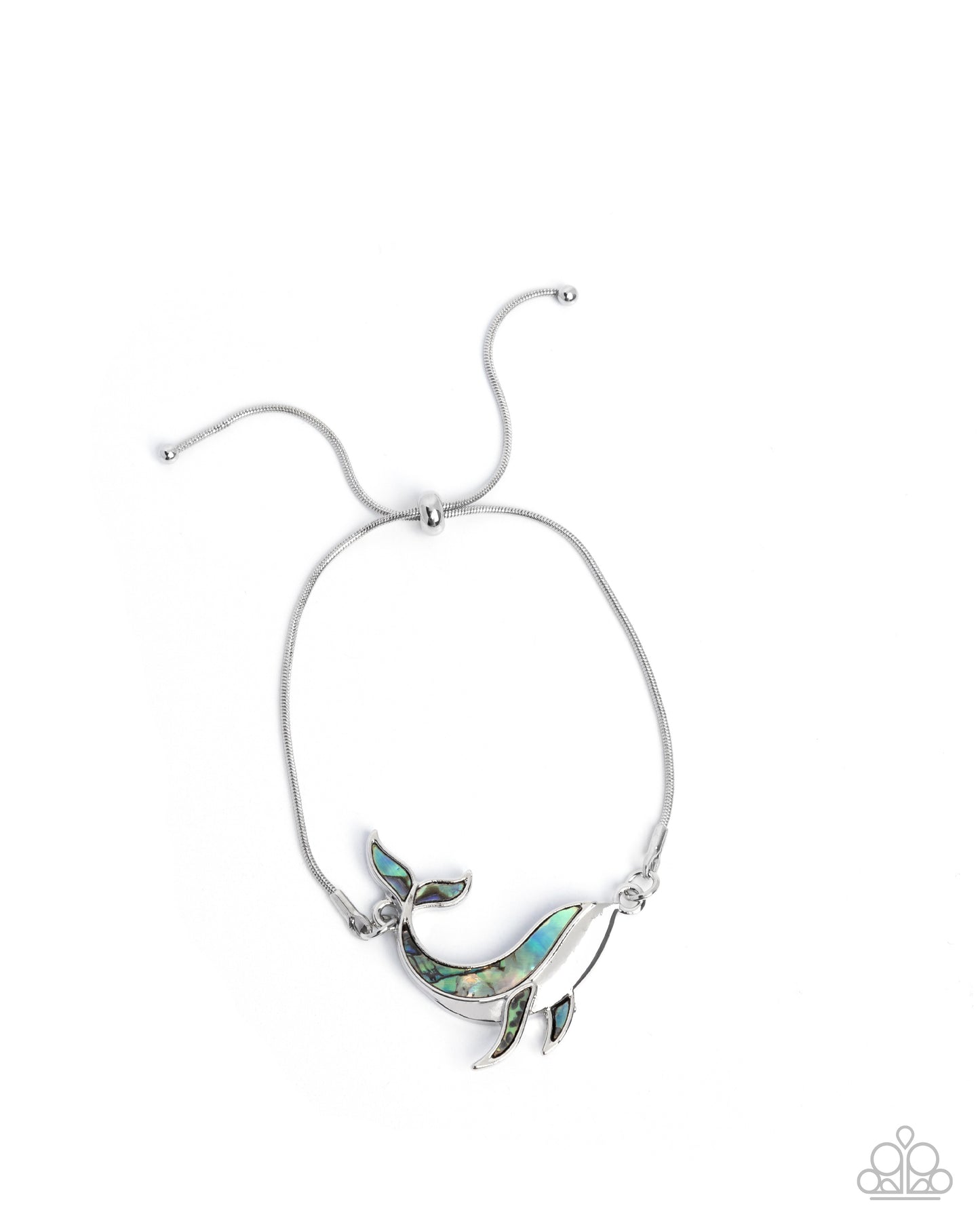 Whimsical Whale - Blue Abalone Shell Silver Sliding Closure Bracelet - Paparazzi Accessories