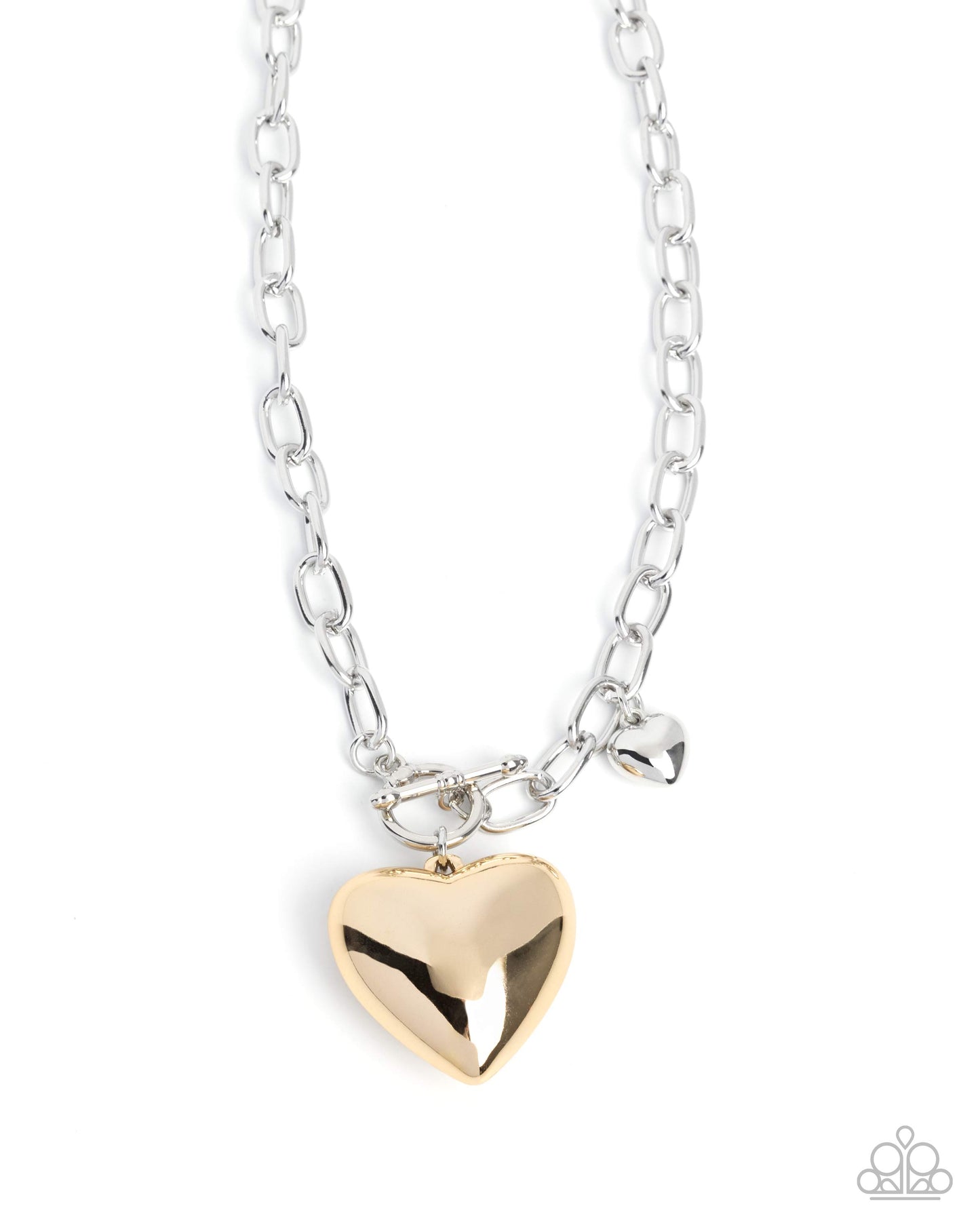 Heartfelt Hangout - Multi - Silver & Gold Heart Necklace - Paparazzi Accessories