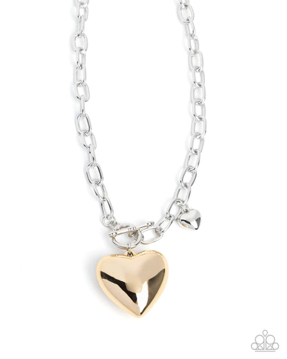 Heartfelt Hangout - Multi - Silver & Gold Heart Necklace - Paparazzi Accessories