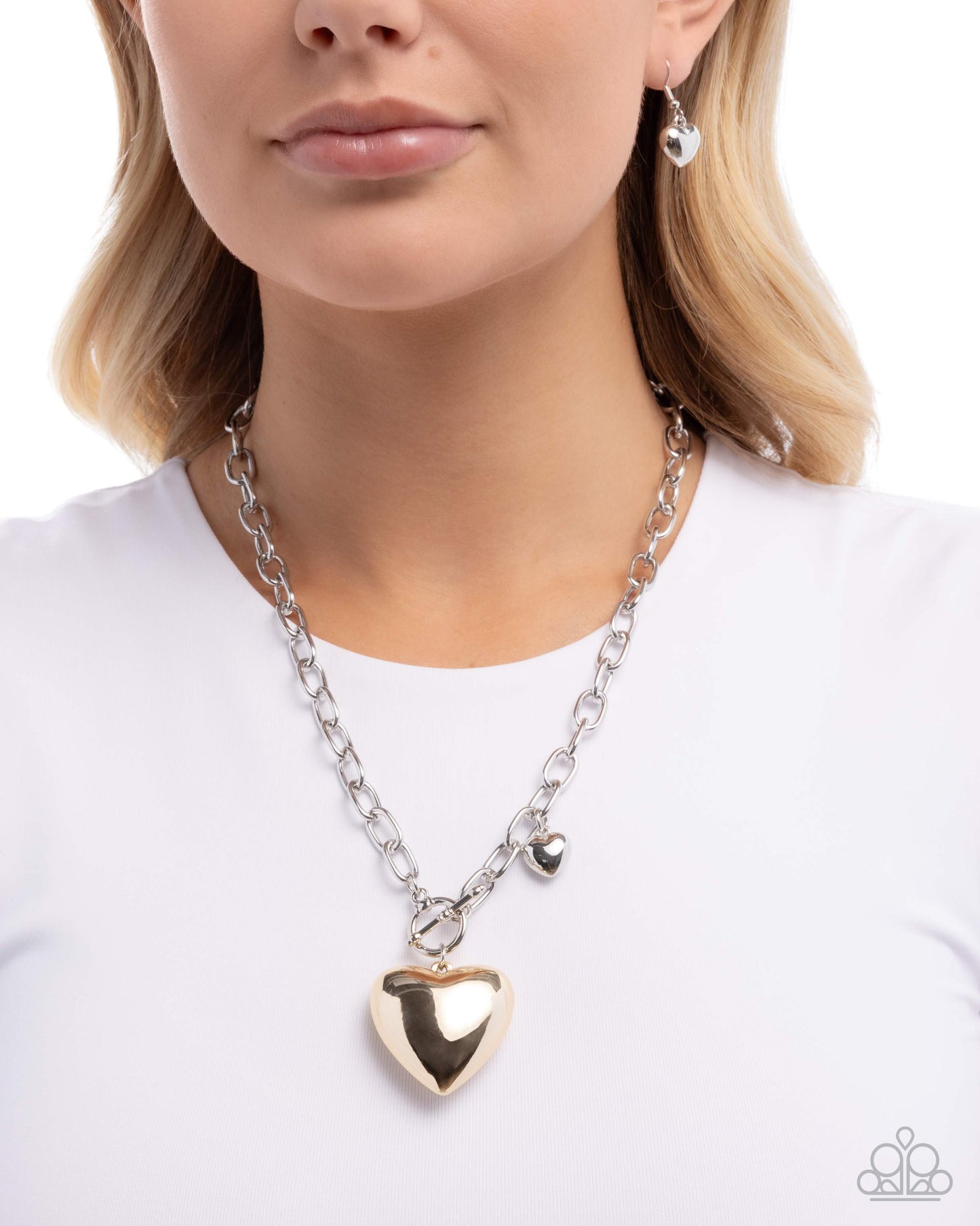 Heartfelt Hangout - Multi - Silver & Gold Heart Necklace - Paparazzi Accessories