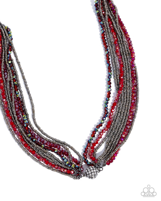 Rushing Radiance - Red UV Shimmer Layered Beads Necklace - Paparazzi Accessories