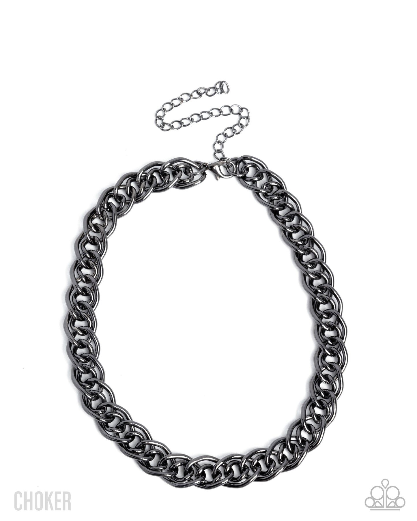Lustrous Links - Black Choker Style Chain Link Necklace - Paparazzi Accessories
