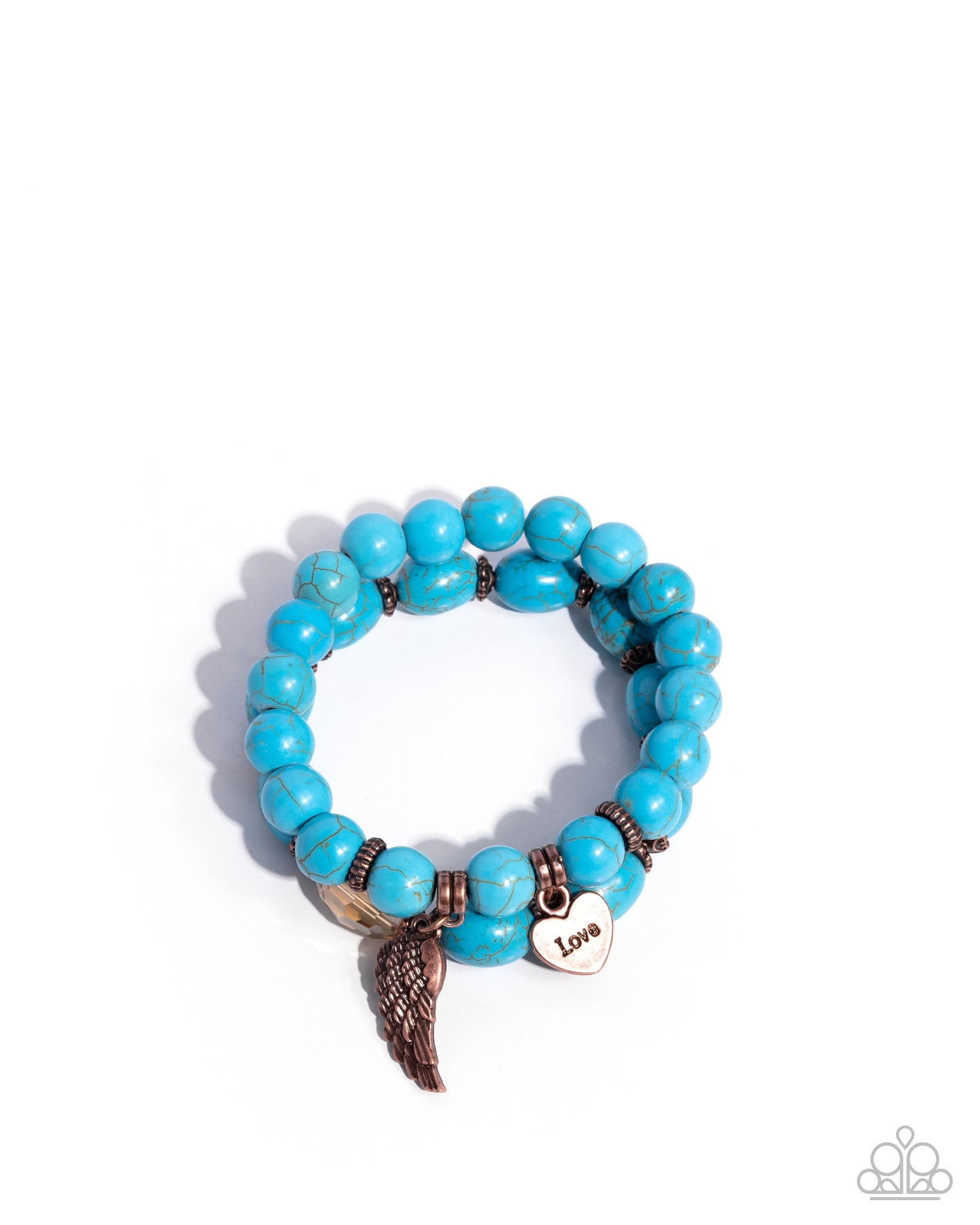 Santa Fe Settlement - Copper and Blue Turquoise Crackle Stone Stretchy Bracelet Stack - Paparazzi Accessories