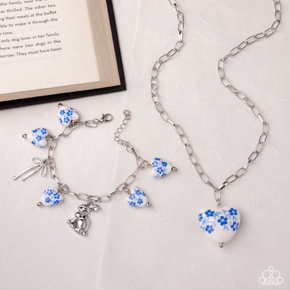 Painted Pact - Complete LookNecklace: "Painted Poetry - Blue", Bracelet: "Painted Proficiency - Blue" - Paparazzi Accessories