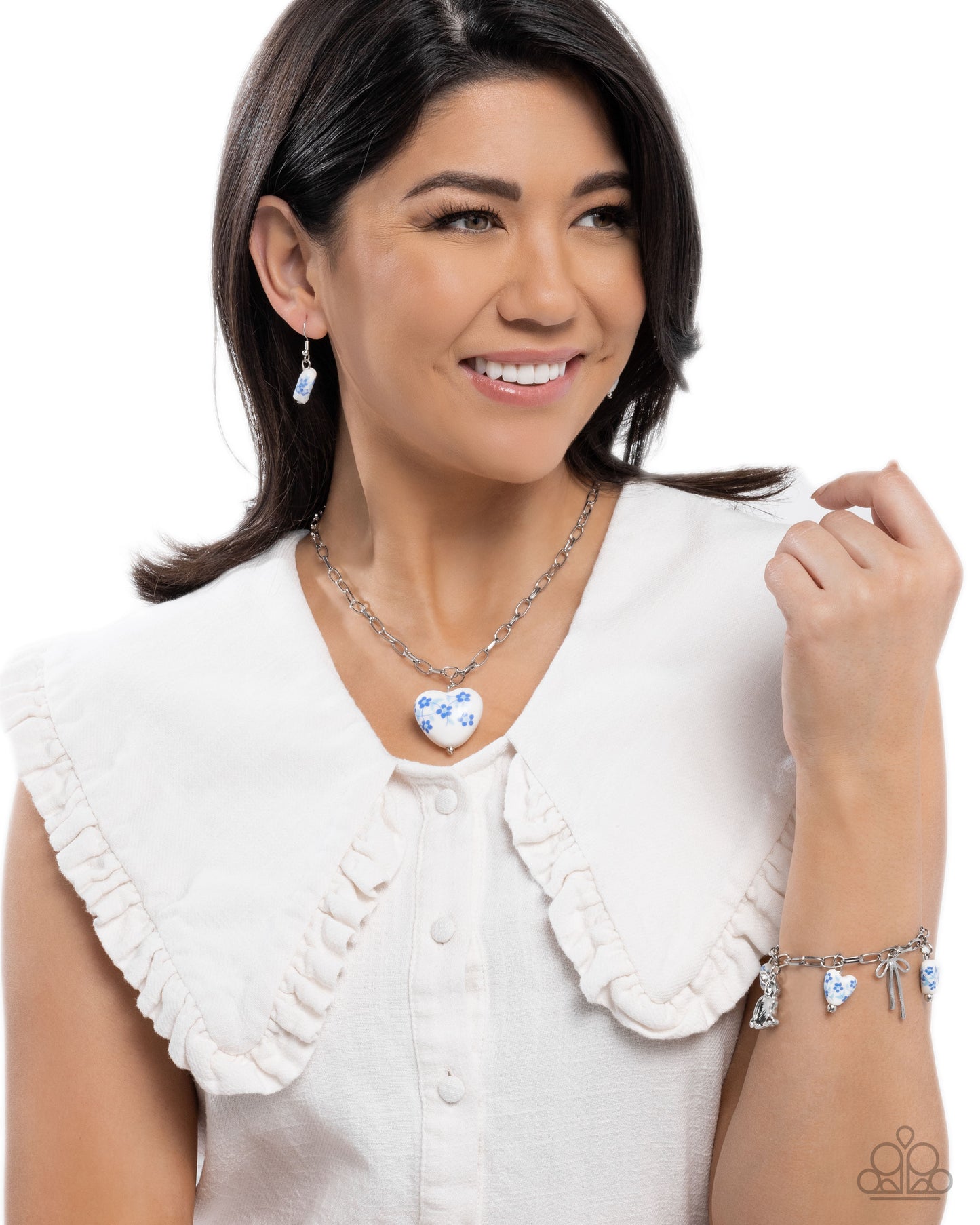 Painted Pact - Complete LookNecklace: "Painted Poetry - Blue", Bracelet: "Painted Proficiency - Blue" - Paparazzi Accessories