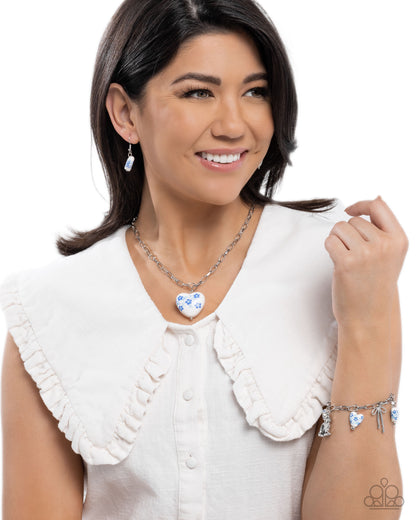 Painted Pact - Complete LookNecklace: "Painted Poetry - Blue", Bracelet: "Painted Proficiency - Blue" - Paparazzi Accessories