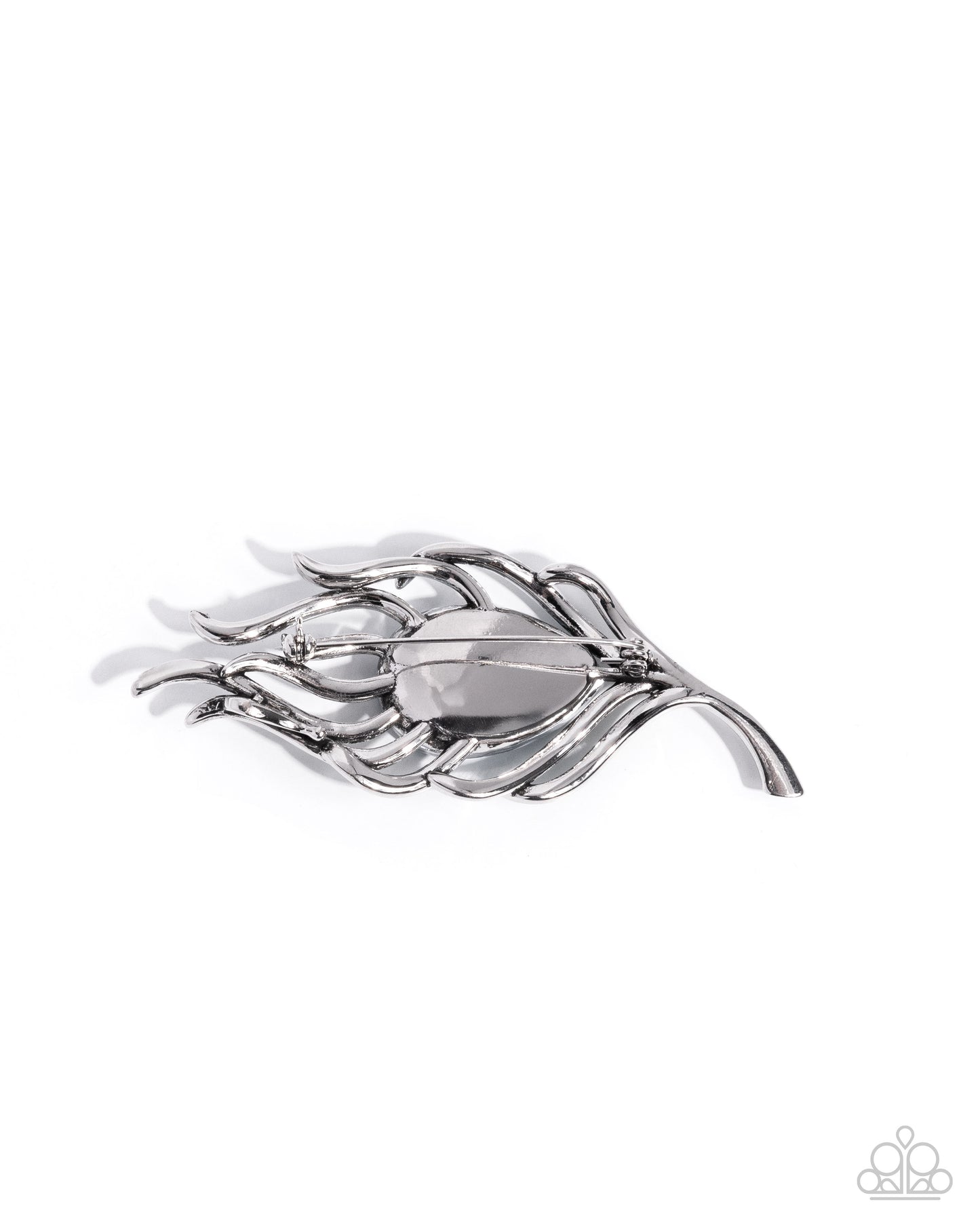 Peacock Pedigree - Green Iridescent Rhinestone Silver Feather Brooch - Paparazzi Accessories