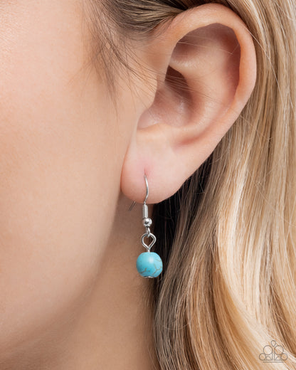 Santa Fe Score - Blue Turquoise Crackle Stone Pendant Silver Necklace - Paparazzi Accessories