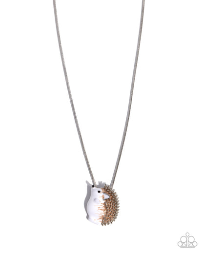 Porcupine Pizzazz - Brown and White Pendant Necklace - Paparazzi Accessories