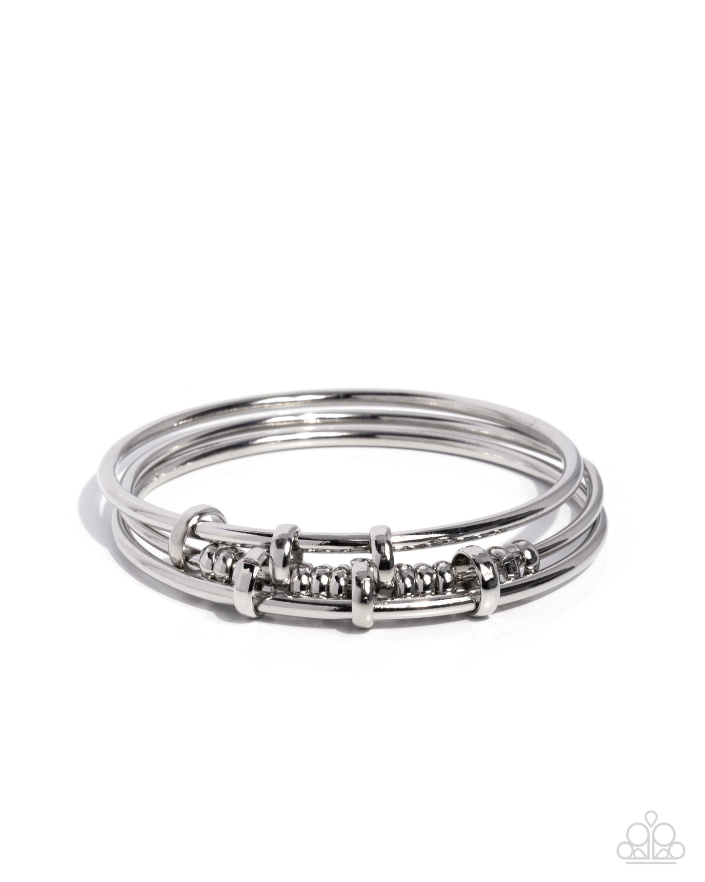 Glistening Guess - Silver Bangle Bracelets - Paparazzi Accessories