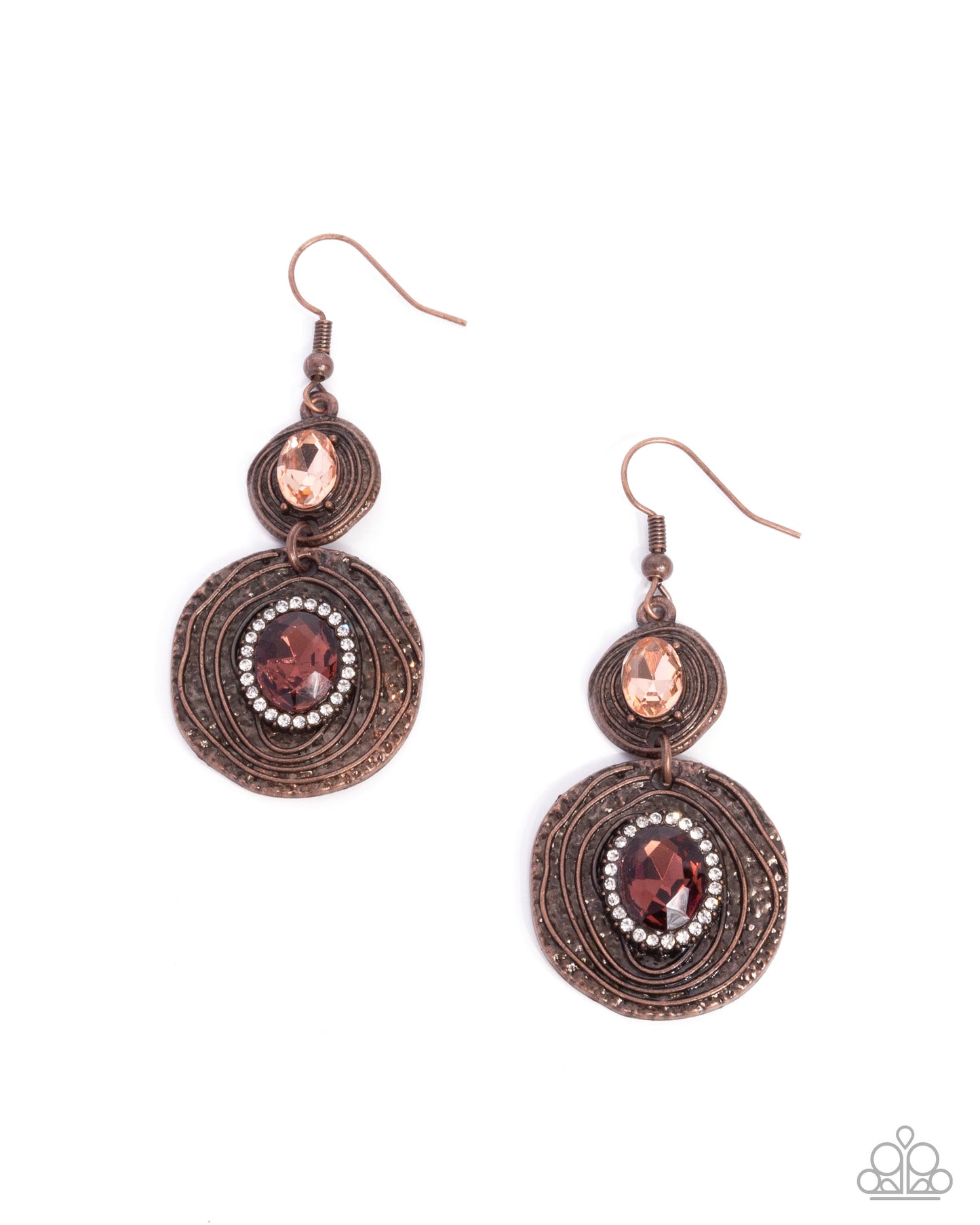 Ravishing Rings - Copper Peach Gem Fishhook Earrings - Paparazzi Accessories