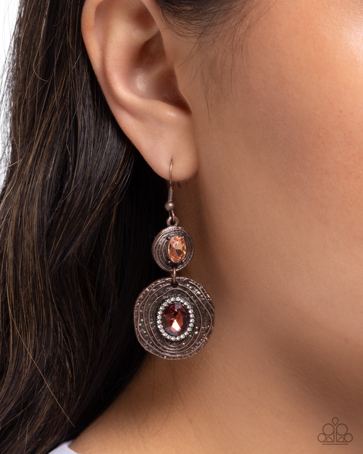 Ravishing Rings - Copper Peach Gem Fishhook Earrings - Paparazzi Accessories