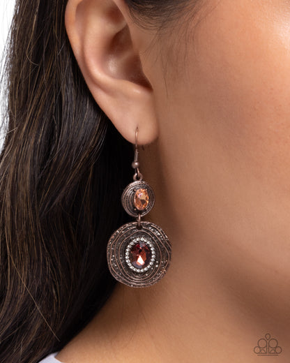 Ravishing Rings - Copper Peach Gem Fishhook Earrings - Paparazzi Accessories