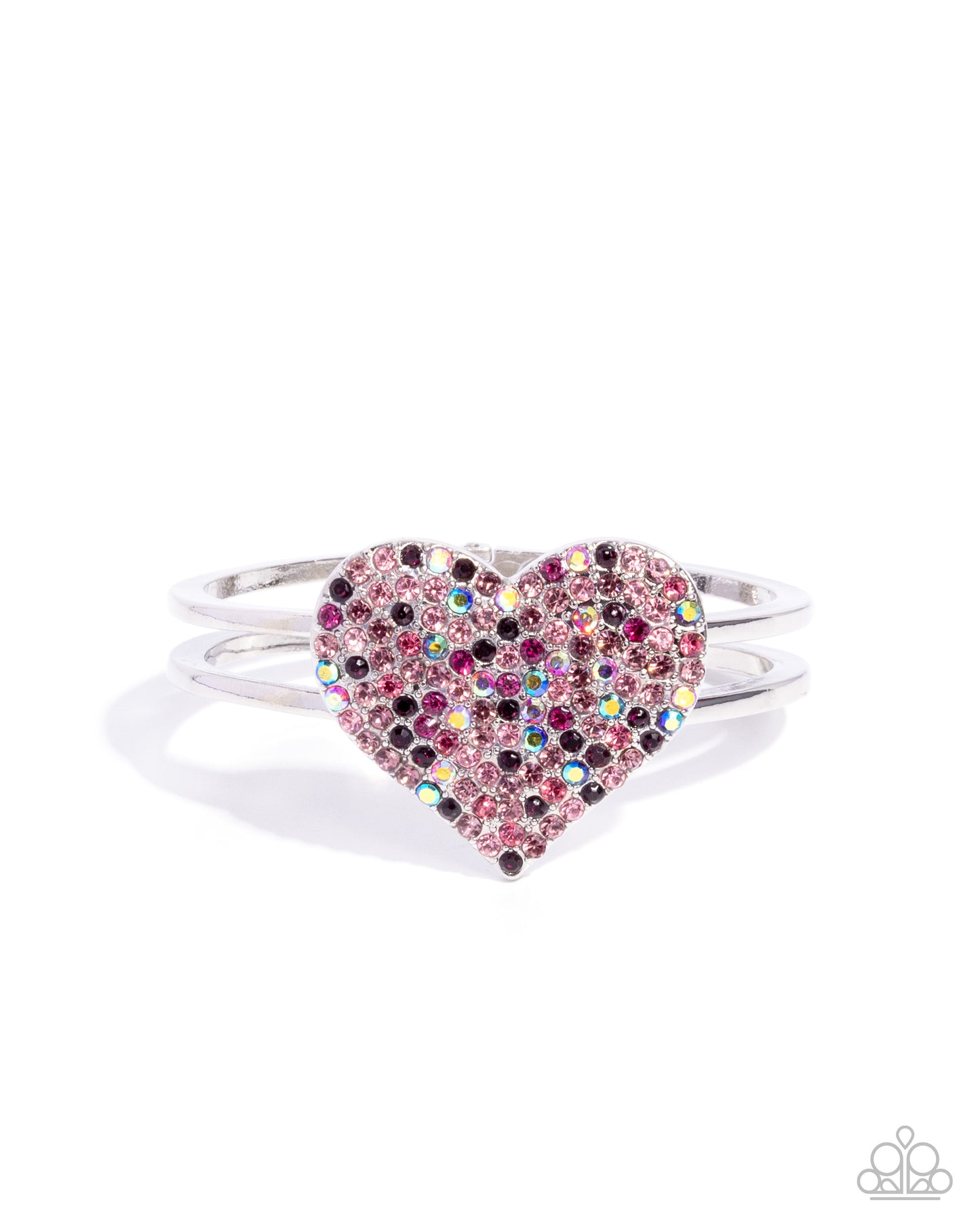Significant Shimmer - Pink, Multicolor and Iridescent Rhinestone Heart Hinge Bracelet - Paparazzi Accessories