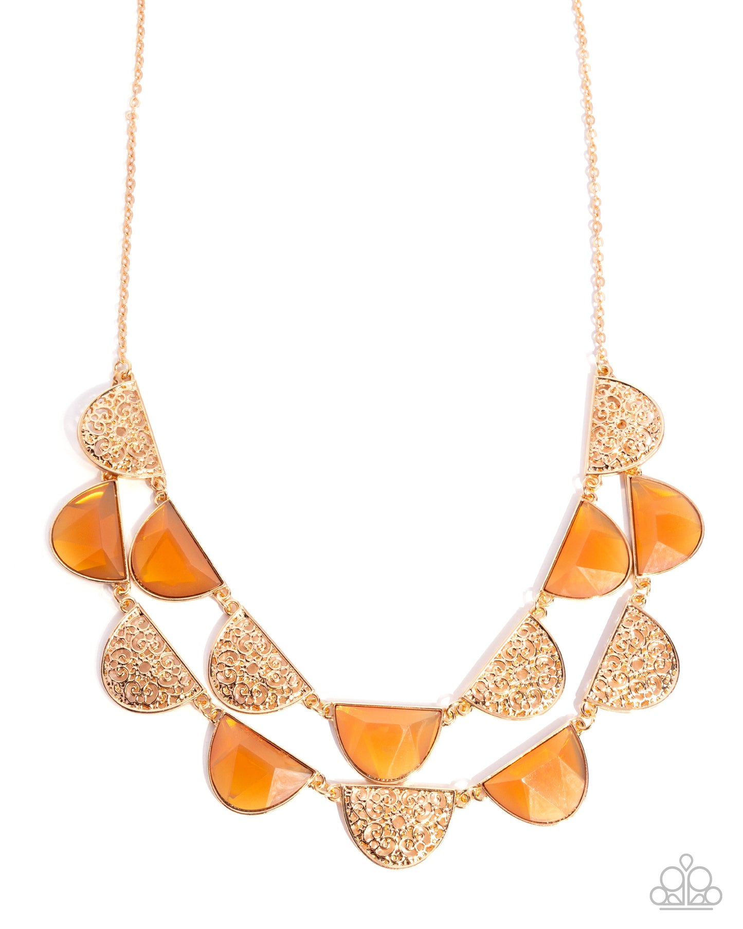 Filigree Finale - Orange and Gold Necklace - Paparazzi Accessories