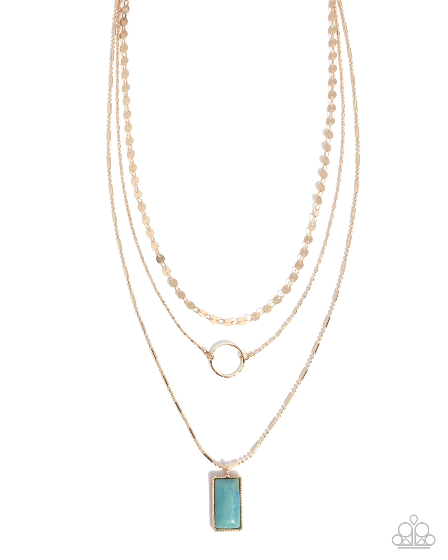 Layered Lyric - Green Stone, Gold Necklace - Paparazzi Accessories