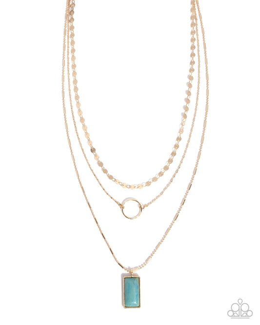 Layered Lyric - Green Stone, Gold Necklace - Paparazzi Accessories